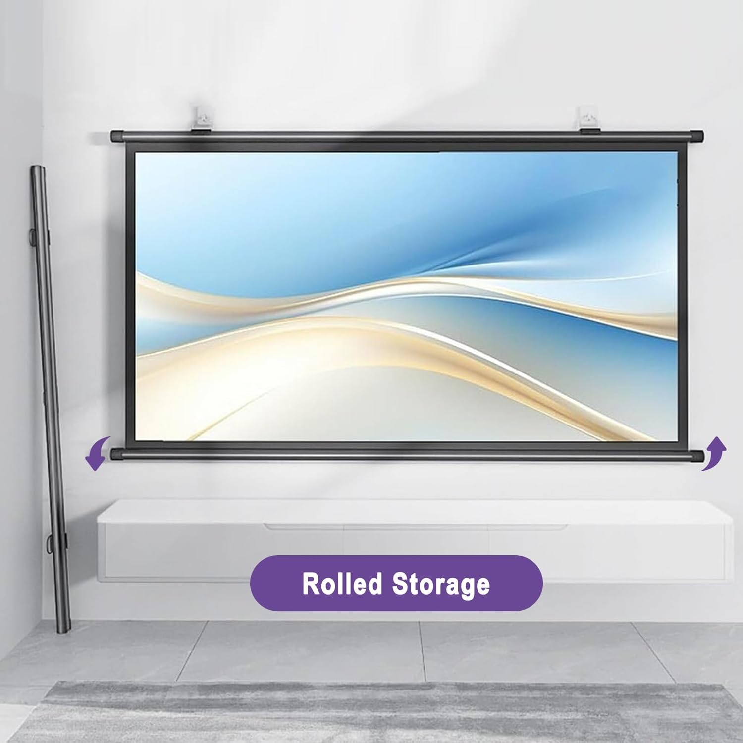 120インチ電動プロジェクタースクリーン 16:9 壁掛け吊り下げ式 リモコン付 screen-theaterhouse_btp2660wsd